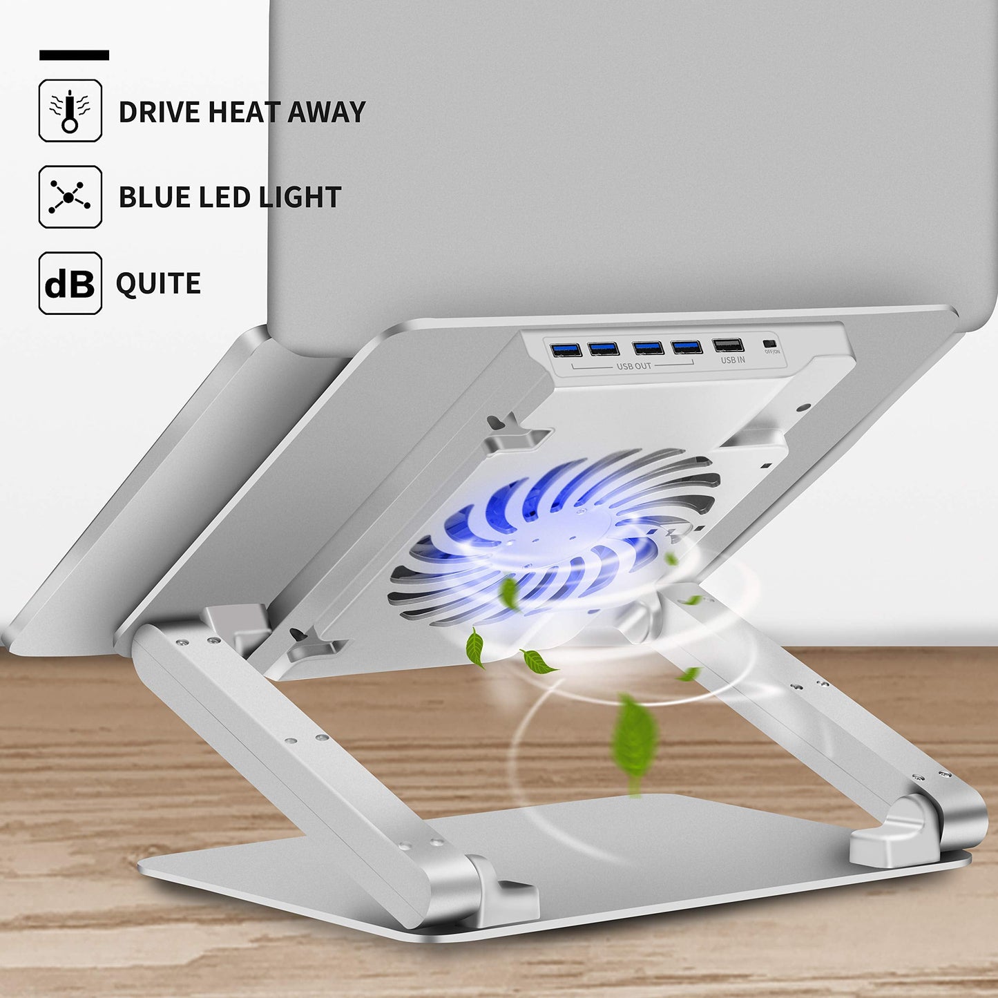 Soundance Laptop Stand Adjustable Laptop Cooling Pad with Fan USB 3.0 Hub Compatible with 10 to 17.3 Inches Notebook Computer
