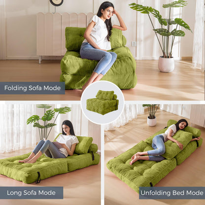 MAXYOYO Folding Sofa Bed, Convertible Sleeper Chair with Pilow Foldable Matress with Back Support