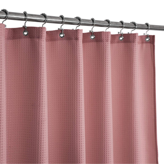 Barossa Design Hotel Spa Luxury Waffle Weave Shower Curtain 230gsm Heavy Duty Fabric Water Repellent 180x183cm Pale Mauve