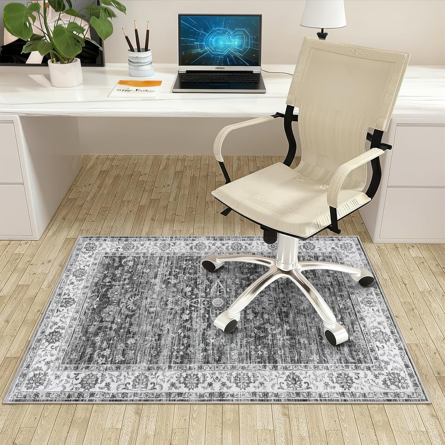 Office Chair Mat for Hardwood Floor, 90x120 cm Anti-Slip Computer Gaming Desk Mat, Multi-Purpose Floor Protector for Home Office Rolling Chair