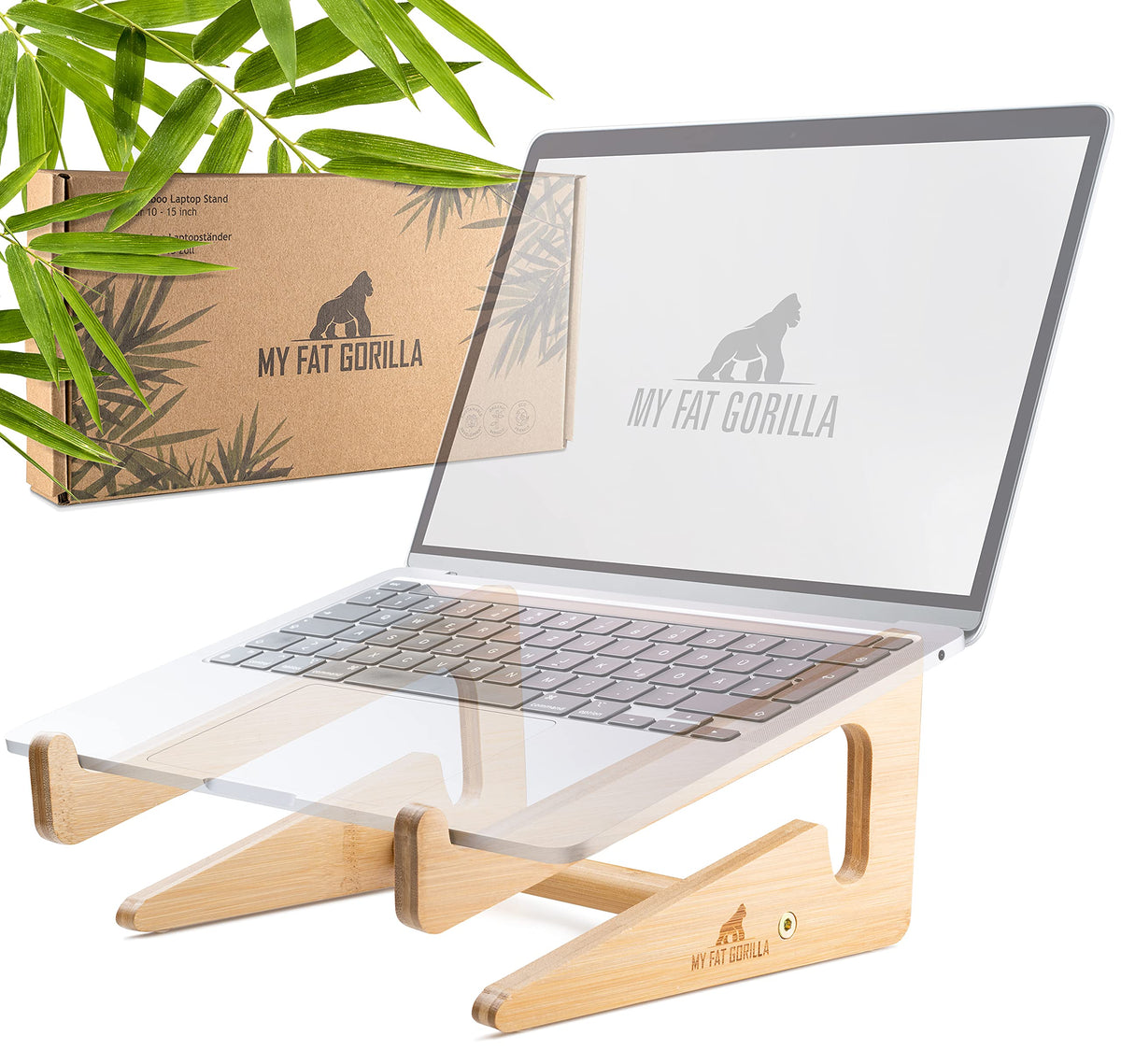 Bamboo Laptop Stand for Desk - Laptop Riser for Desk - MacBook Stand
