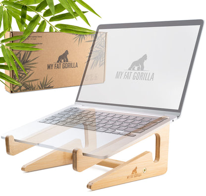 Bamboo Laptop Stand for Desk - Laptop Riser for Desk - MacBook Stand