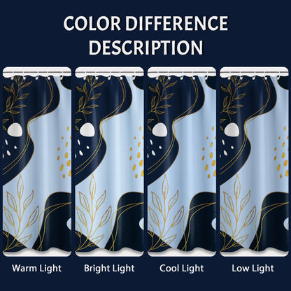 LanZanthic Navy Blue and Gold Shower Curtains for Bathroom Dark Blue Modern Boho Wet Room Shower Curtain with hooks, Mould Proof Resistant