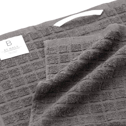 Bumble Kitchen Towels 16"x 28" | Highly Absorbent Dish Towels with Hanging Loop | Natural Ring Spun Cotton, 380 GSM | Gray Check Design - 6 Pack