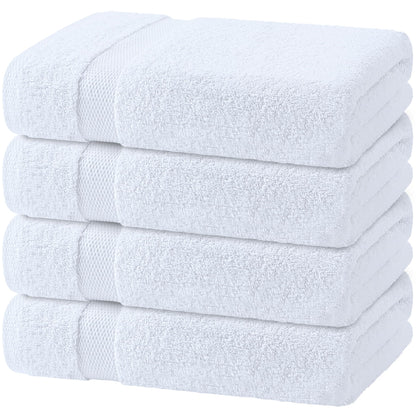 White Classic Wealuxe Cotton Bath Towels - Soft and Absorbent Hotel Towel - 68x132 CM - 4 Pack - White