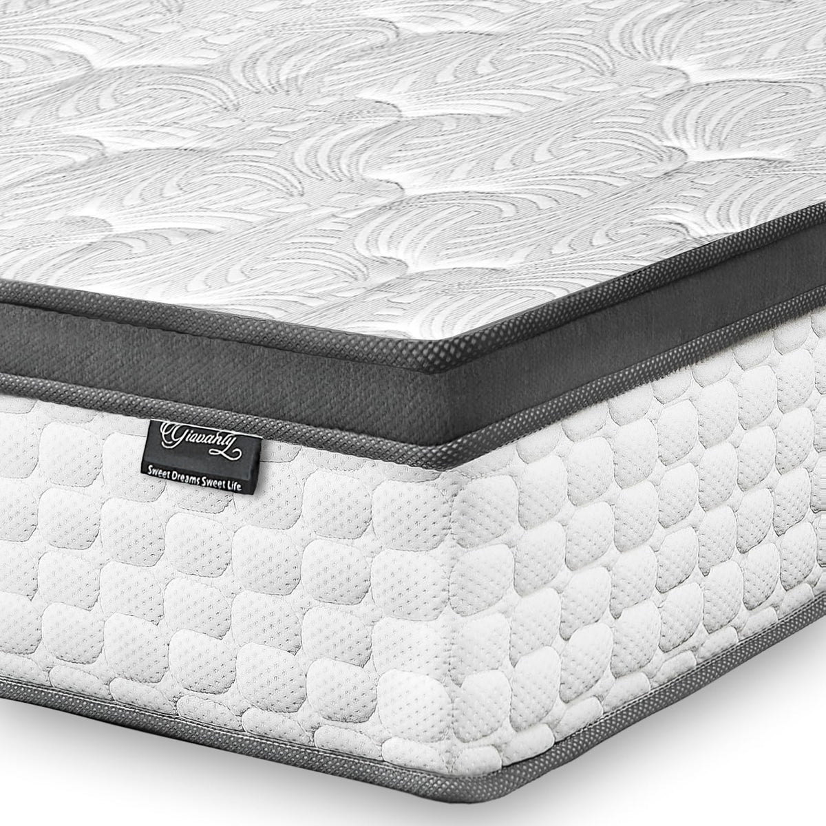 Giovanly Double Mattress, 22CM Hybrid Mattress in a box Gel Memory Foam, Pocket Springs, Medium Firm & Silent Sleep & Reinforced Edge & Pressure