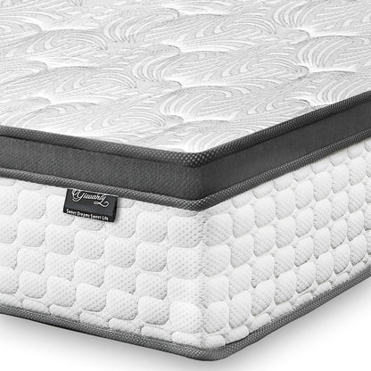 Giovanly Double Mattress, 22CM Hybrid Mattress in a box Gel Memory Foam, Pocket Springs, Medium Firm & Silent Sleep & Reinforced Edge & Pressure