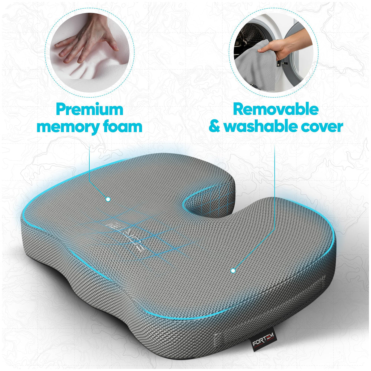 FORTEM Seat Cushion, Office Chair Cushion, Memory Foam Pillow for Sitting