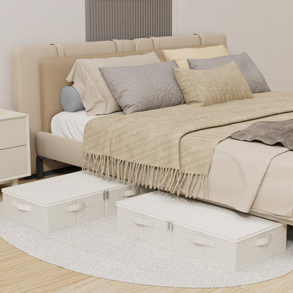 ENUMAIL Underbed Storage Basket with PP Panel,80x40x15cm,Beige,2 Pack