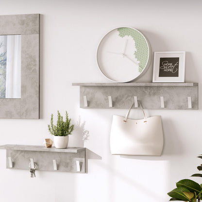Mobili Fiver, Wall coat hanger, Rachele, 80 cm, Concrete Effect, Grey, Made In Italy