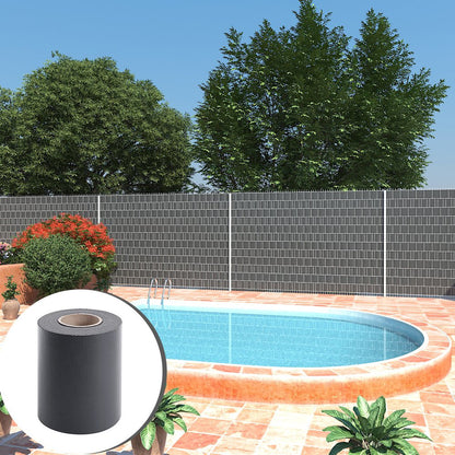 SONGMICS GPJ100GY RAL 7016 PVC Privacy Screen Wind Protection 2 Rolls m x 19 cm Extra Thick with 50 x Mounting Clips Anthracite, Charcoal, 100