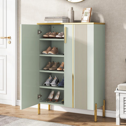 Tribesigns Shoe Cabinet with Doors, 6-Tier Shoe Storage Cabinet with Adjustable Shelves, Wooden Shoes Rack Shoe Storage Organizer for Entryway