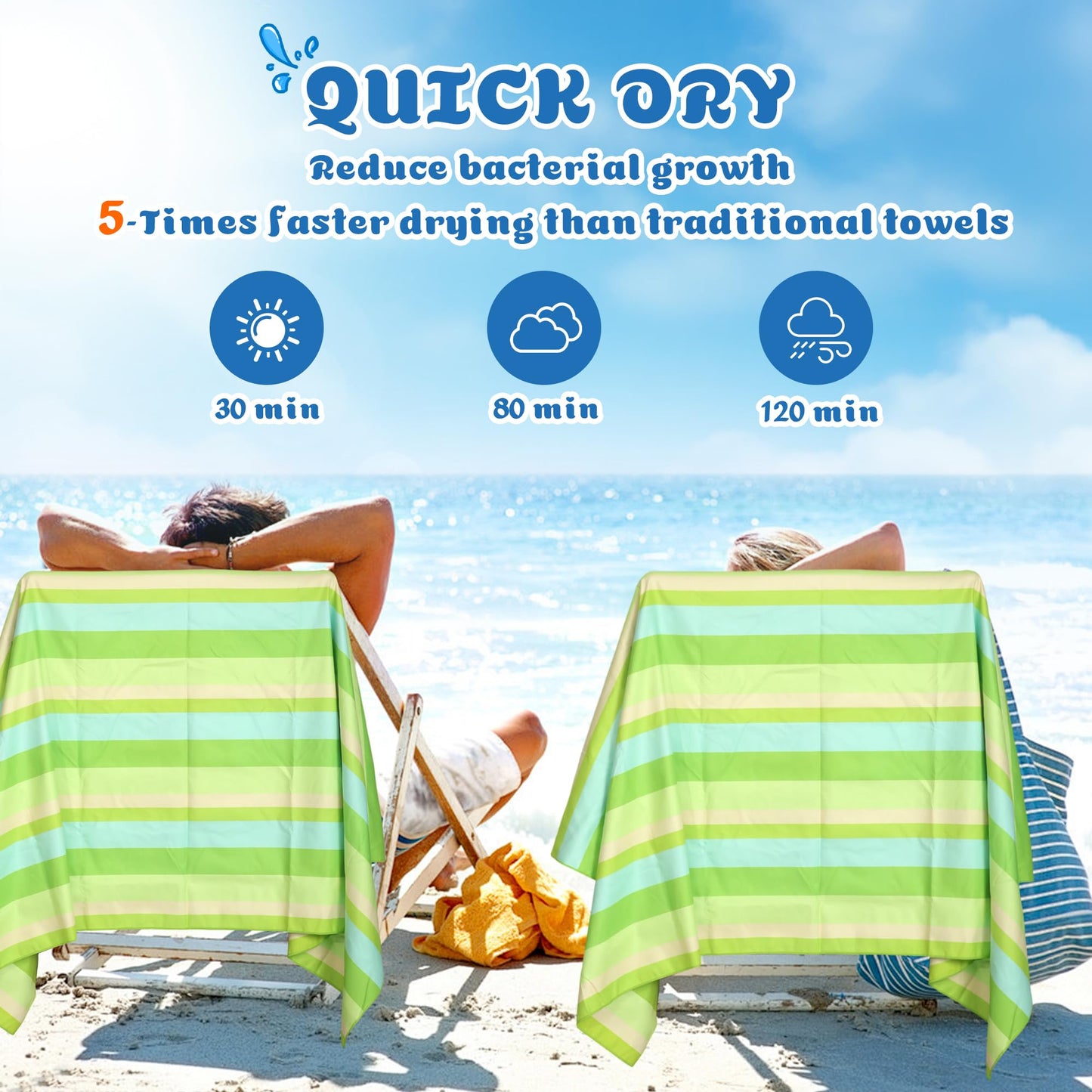 Anavasi Microfibre Beach Towels for Adults, 1 Pack 180 x 90cm 100% Recycled