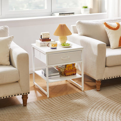 Aibiju Large Side Table for Living Room, Small Table Stand 20 Inch, Fridge Stand Printer Table with Fabric Drawer, Square Tea Coffee Table for Office