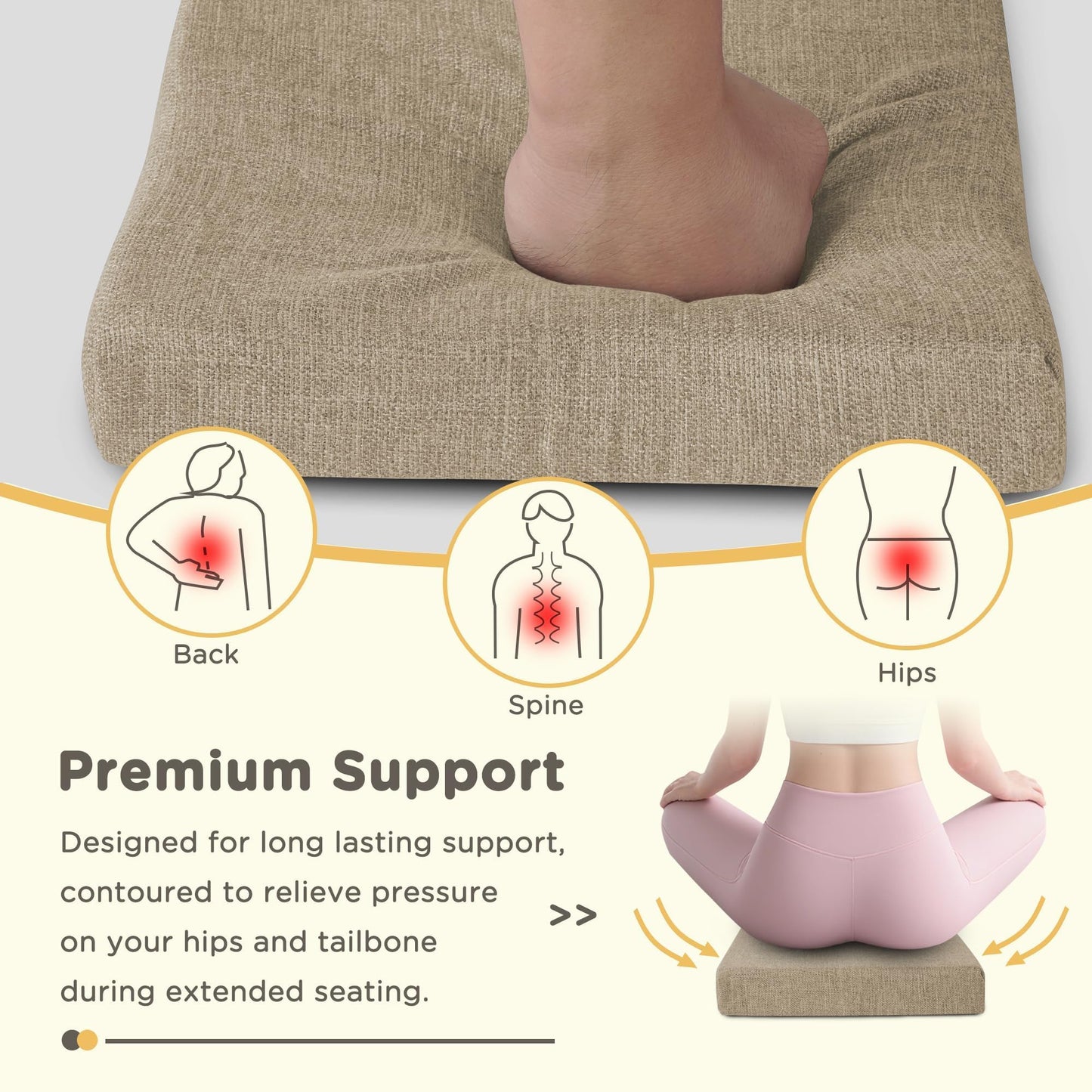 MineCozy Bar Stool Cushions Square 12" x 12" Set of 4 Beige