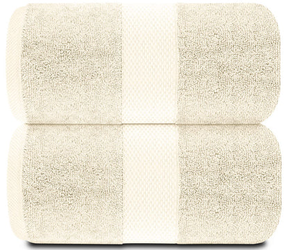 White Classic Ivory Soft Luxury Bath Towels - 650 GSM Cotton Luxurious Bath Towels Extra Large 35x70 | Highly Absorbent & Quick Dry