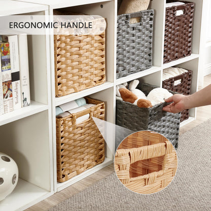 Mangata 31 cm Storage Cube Boxes for 33 cm Closet, Kallax, Rattan Effect Storage Baskets, Wicker Woven Polyrattan Material Wardrobe Organizer