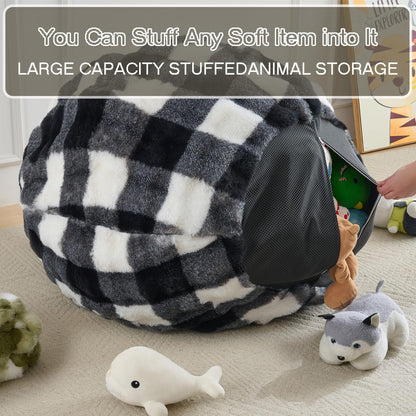 Fluffy Faux Rabbit Fur Bean Bag Chair Cover(No Filler),Cozy Shaggy Bubble Stuffed Animal Storage Large Bean Bag Cover for Bedroom Living Room,Fuzzy
