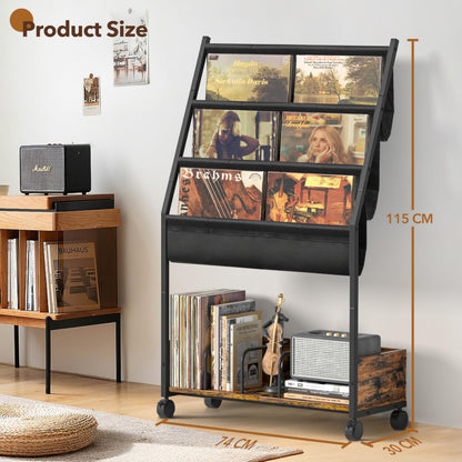 Bikoney 3-Tier Vinyl Record Storage with Display Shelf - Bigger Storage