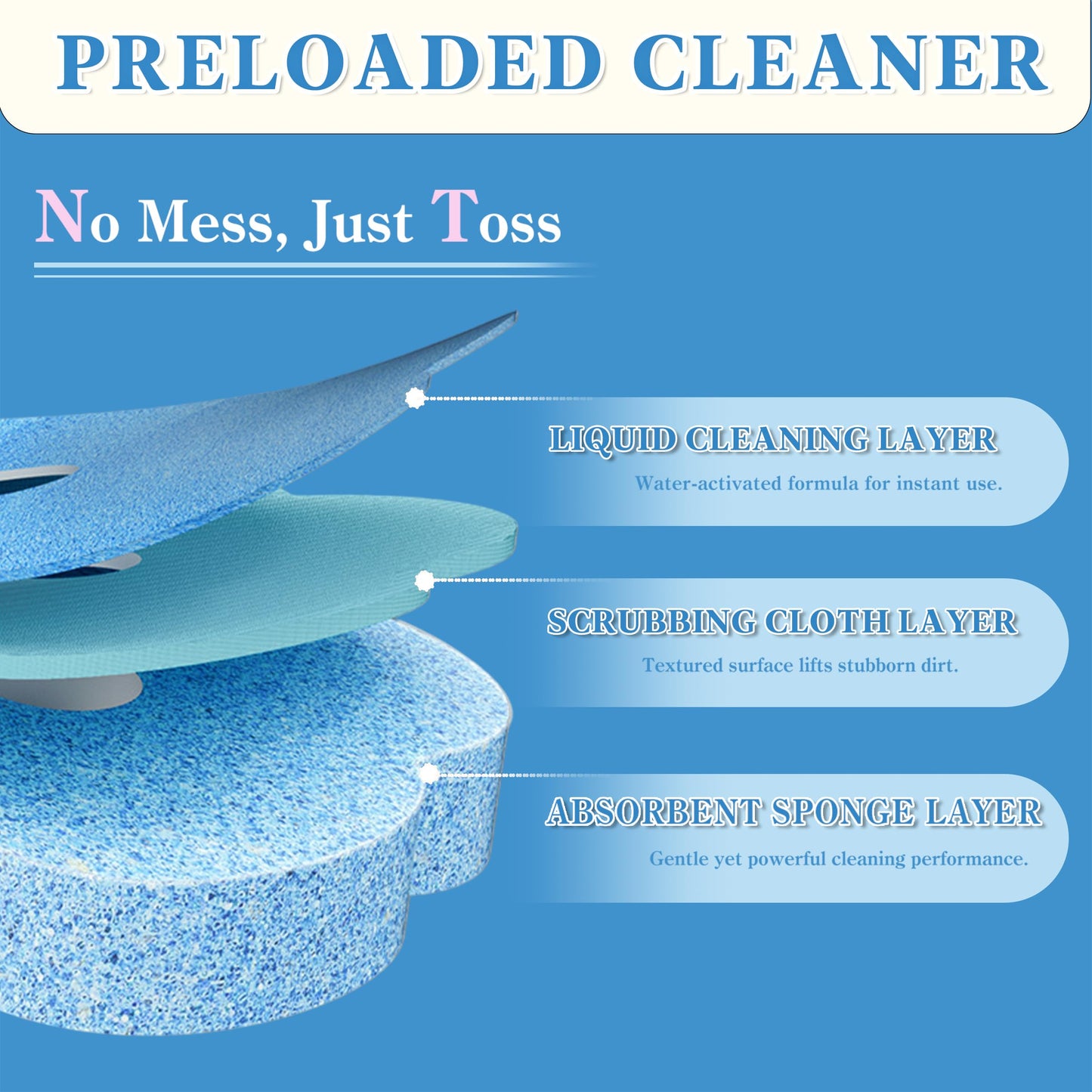 Disposable Toilet Brush 2 Pack with 48 Refill Heads