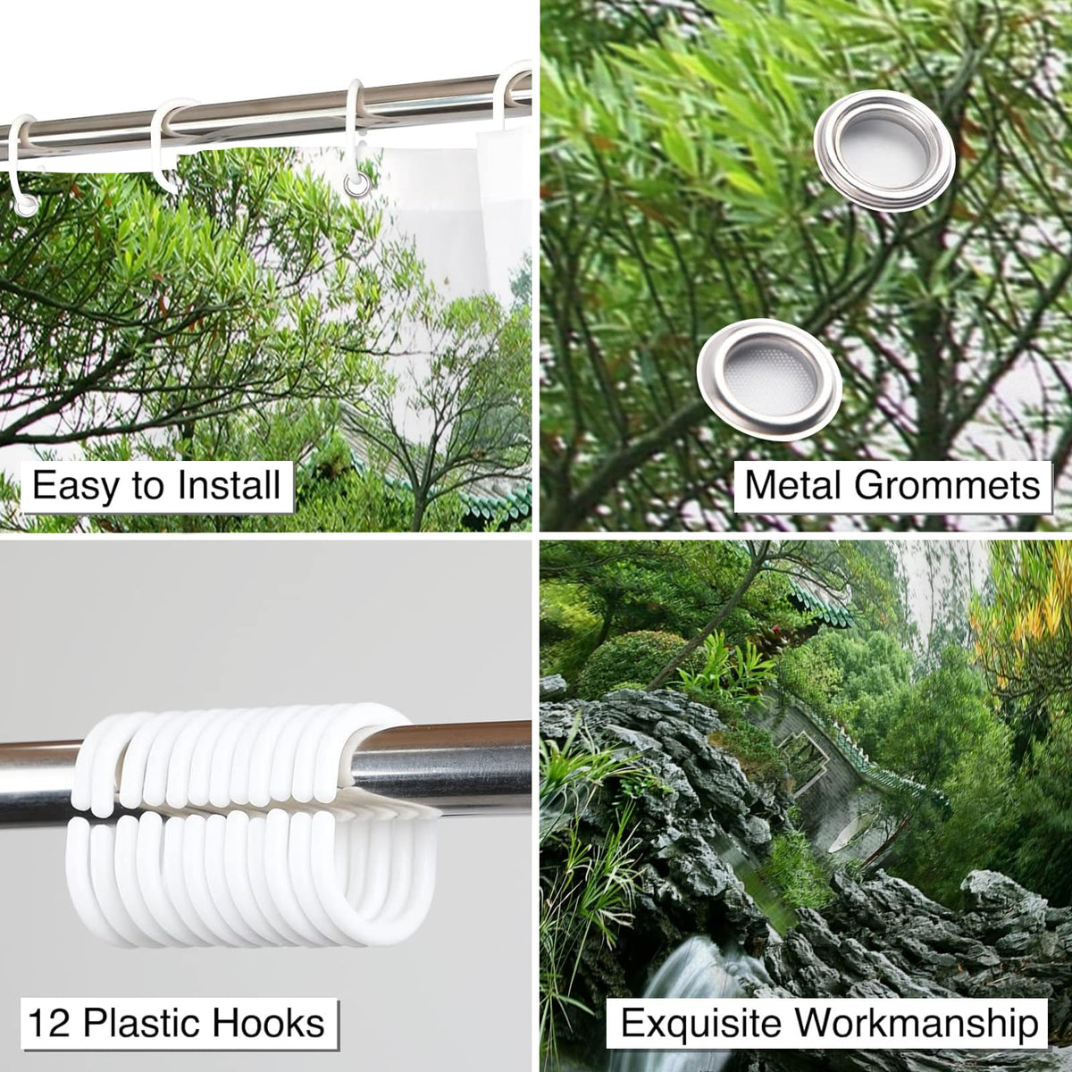 Simpomsy Japanese Shower Curtain Garden Shower Curtain Outdoor Pattern Bathroom Curtain Scenic Shower Curtains Garden Waterproof Polyester Fabric