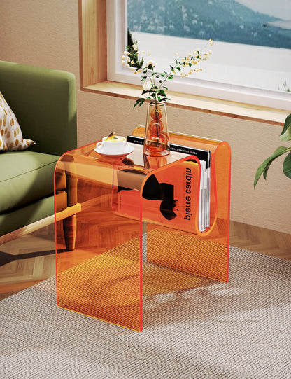 solaround Acrylic Side Table, Wavy Design Decor, 45 x 30 x 45 cm, Orange