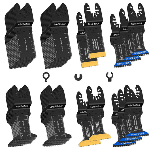 55PCS Titanium Multi Tool Blades, Universal Oscillating Multitool Blades for Wood Plastics Metal Cutting, Quick Release Oscillating Tool Accessories