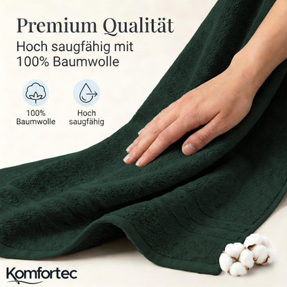Komfortec Jumbo Bath Towels, 100% Cotton, Quick Dry, 80x200, Dark Green