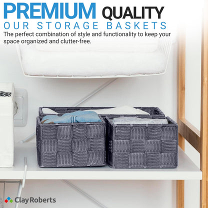 Storage Baskets, 3 Pack, White, Storage Baskets Sets, Woven Boxes for Home, Kitchens, Offices, Cupboards, Bathrooms, Shelves, Boxes