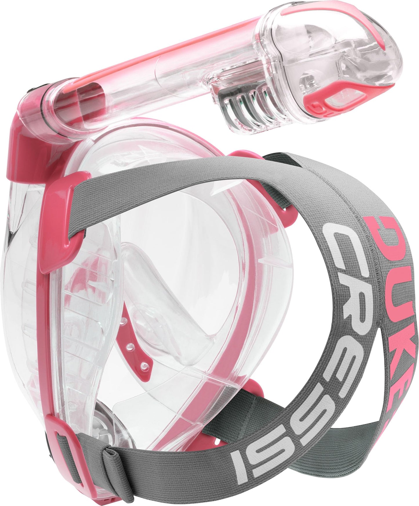 Cressi Duke Full Face Snorkel Dry Mask - Available in Standard Version or with Action Cam Holder, Adult Unisex,Clear/Pink,S/M