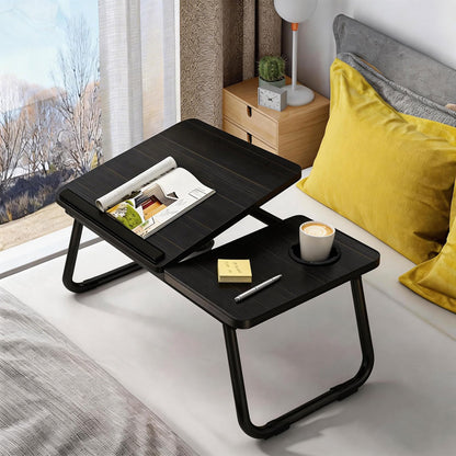 Laptop Desk for Bed, Laptops Tray Desk with 7 Different Angles, Foldable Laptop Bed Table with Storage Drawer and Cup Holder