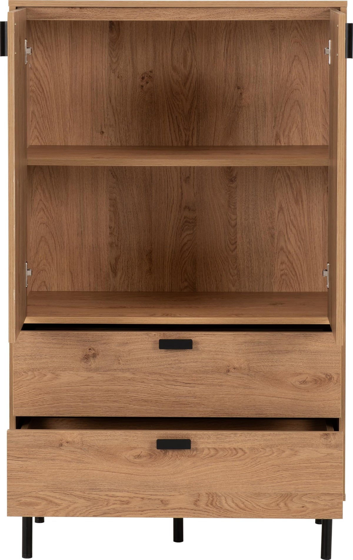 Seconique Leon 2 Door 2 Drawer Cabinet in Medium Oak Effect