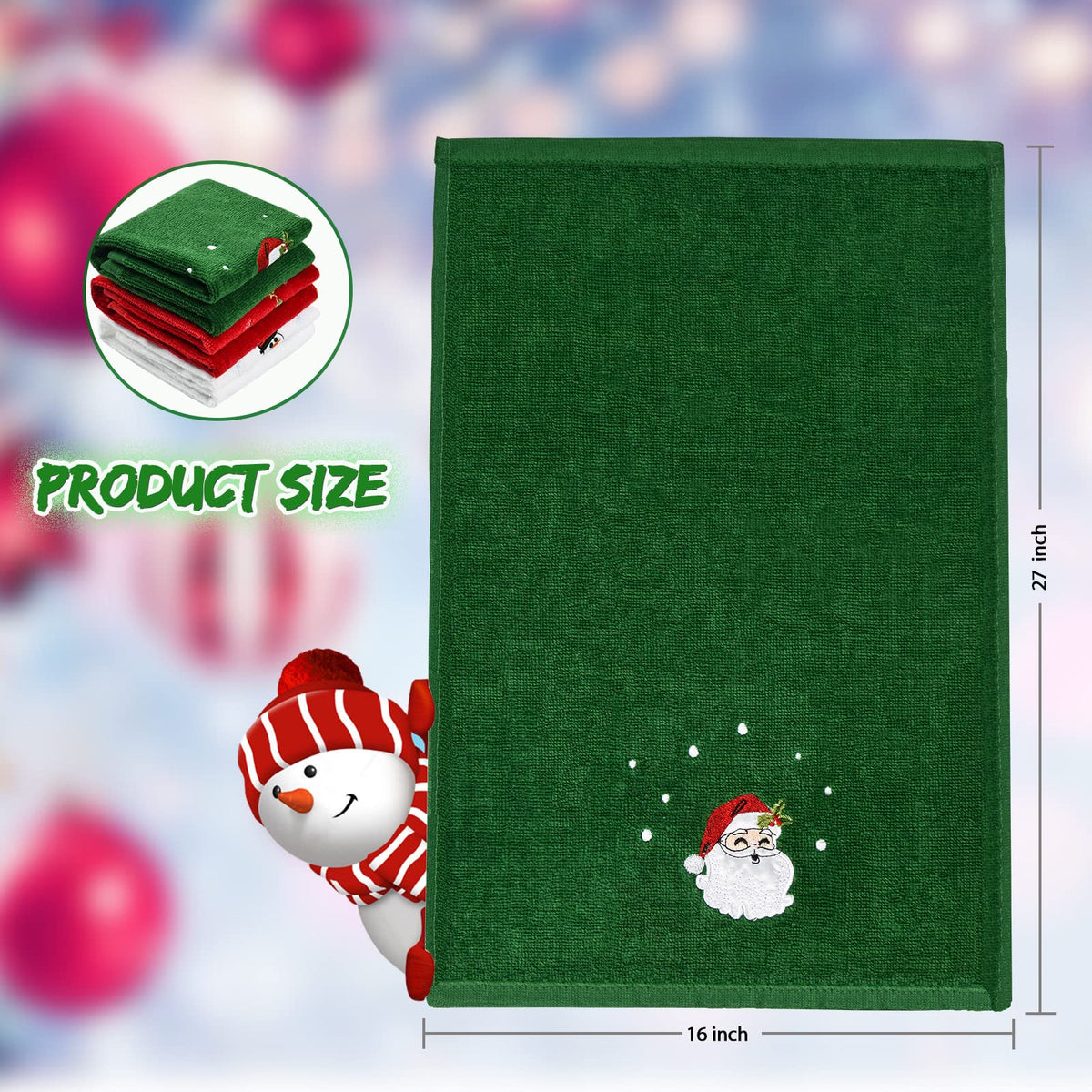 Large Size Grinch Christmas Hand Towels 16" x 27", 100% Pure Cotton Bathroom Decorative Grinch Towels Washcloths Kitchen Merry Grinchmas Towels Stink