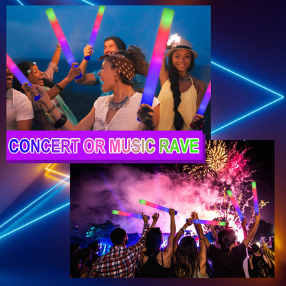 68PCS Led Foam Glow Sticks,Glow Sticks Bulk, Christmas Party Supplies with 3Modes Colorful Flashing, Glow in The Dark Party Supplies for Parties,