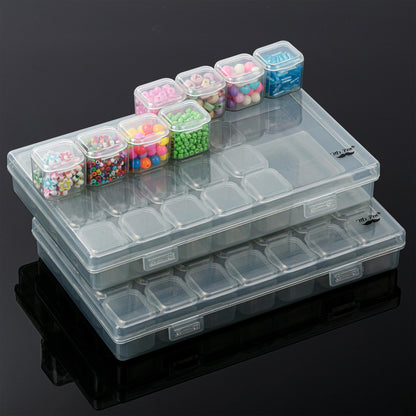 Mr. Pen-Bead Storage Containers, 28 Grids, 2 Pack, Grey, 160pcs Label Stickers, Bead Organizer, Craft Organizers and Storage