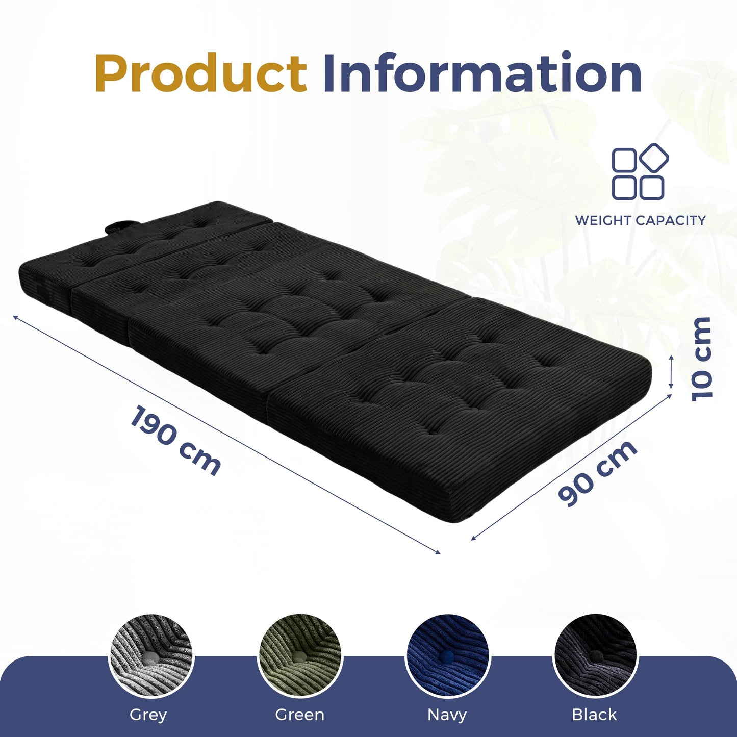 MAXYOYO Folding Mattress Single, Comfy Foldable Sofa Couch Bed, Guest Mattress with Handles Floor Futon Sofa Bed for Guest