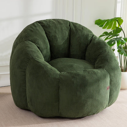 MAXYOYO Bean Bag Chair,Pumpkin Shaped Bean Bag Sofa Includes Filling,Comfy Corduroy Beanbag Sofa for Living Room Bedroom