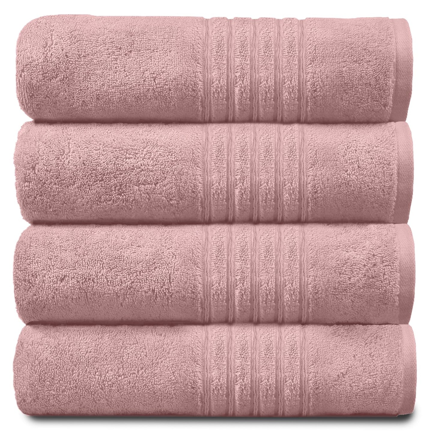 GC GAVENO CAVAILIA 4 PK Extra Large Bath Sheet, Water Absorbent Cotton Towels, 450 GSM Quick Dry Towels Set, Blush Pink