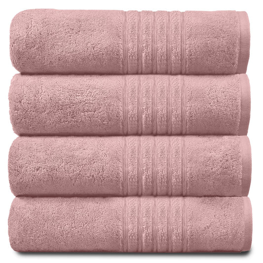 GC GAVENO CAVAILIA 4 PK Extra Large Bath Sheet, Water Absorbent Cotton Towels, 450 GSM Quick Dry Towels Set, Blush Pink