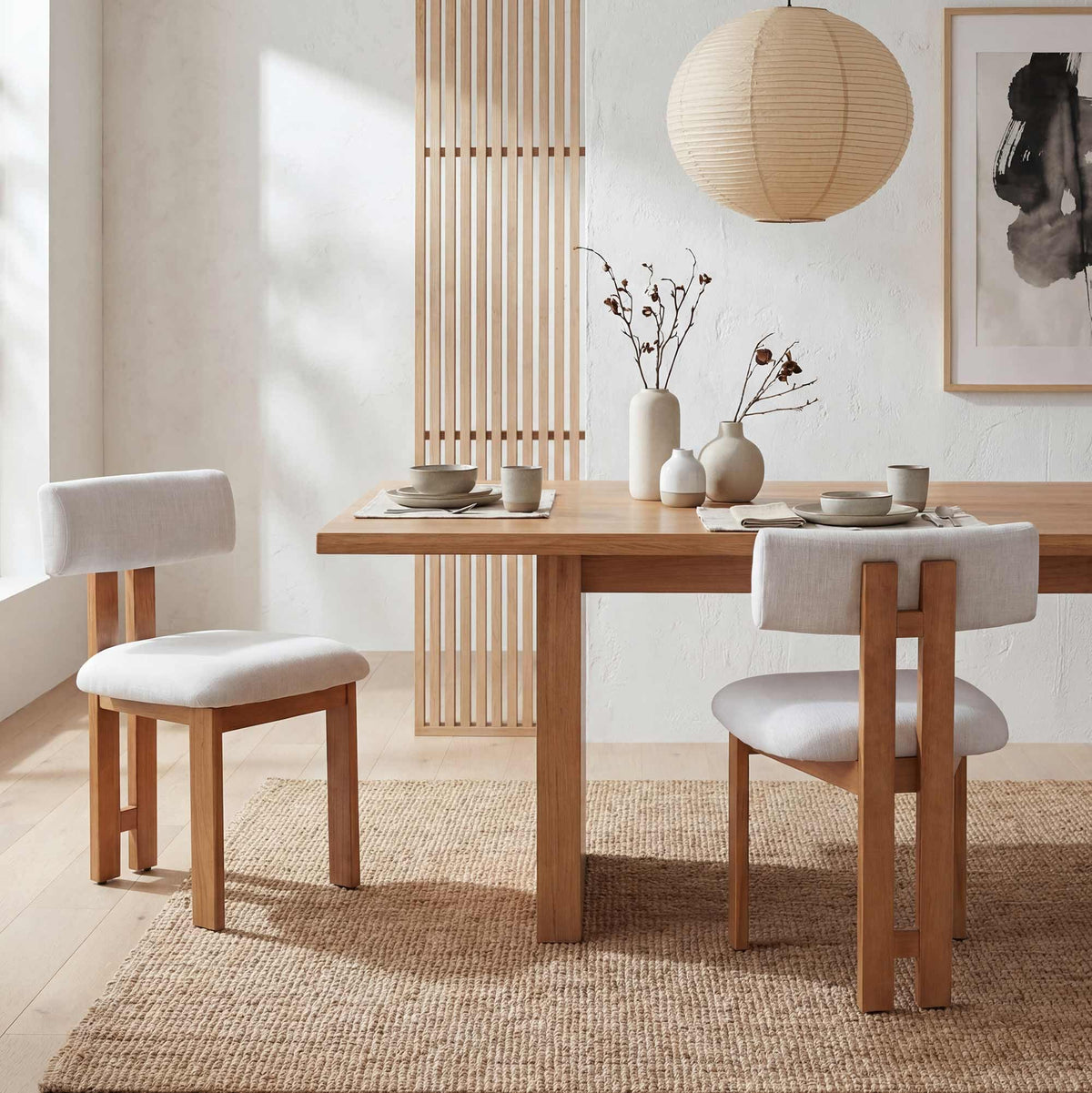 younturn Retro Mid Century Dining Chairs Set of 2, Linen Upholstered Seats with Backrest and Solid Wooden Legs, Kitchen Chairs for Dining Room