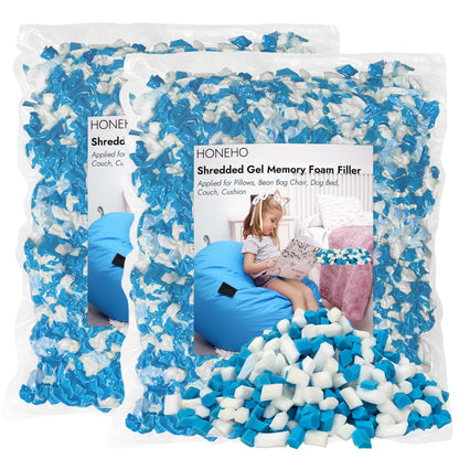 HONEHO 4.4KG Shredded Gel Memory Foam Filling, Comfortable and Soft Bean Bag Chair Filler, Memory Foam Stuffing for Cooling Pillow, Beanbag