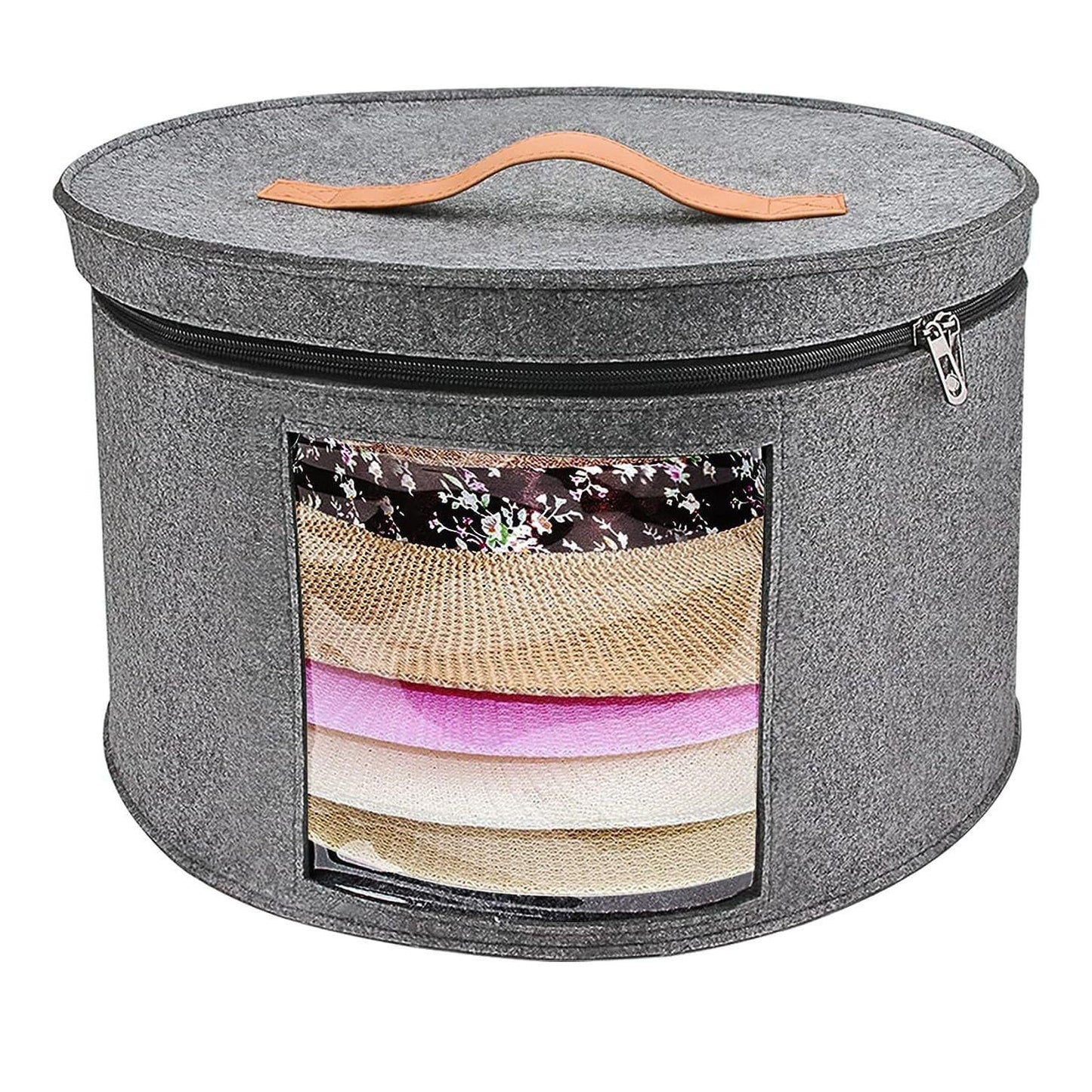 Hosoncovy Felt Large Hat Box Travel Bag Storage Bag,Foldable Hat Boxe with Lids, Multifunctional Closet Toys Organizer for Women and Men,Suitable for