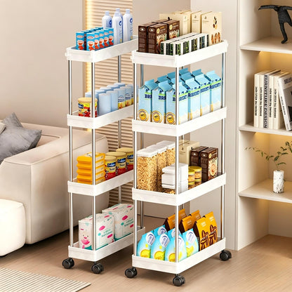 Multibao 3 Tier Slim Slide Out Kitchen Trolley Rack Holder Storage Shelf Organiser with Wheels for Small Spaces Bathroom Kitchen Laundryroom Bedroom