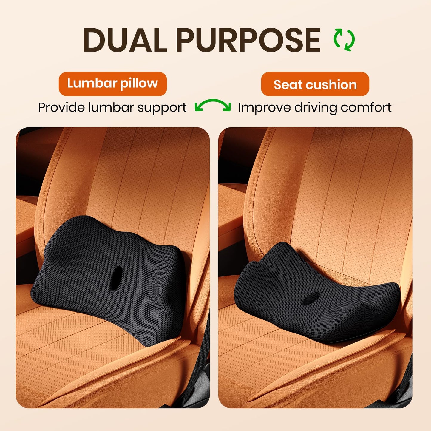 Benazcap Lumbar Support Cushion - Back Support Cushion for Pain Relief