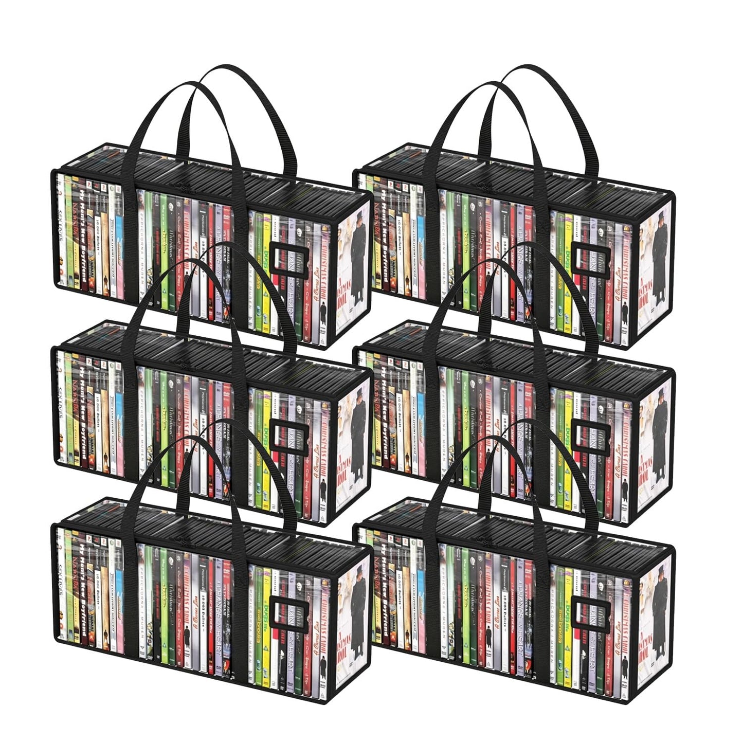 GNEGNI LIFE DVD Storage Bags, Clear PVC DVD Storage Boxes for 160 DVDs (40 Each), Portable CD Storage Boxes with Zipper & Handles