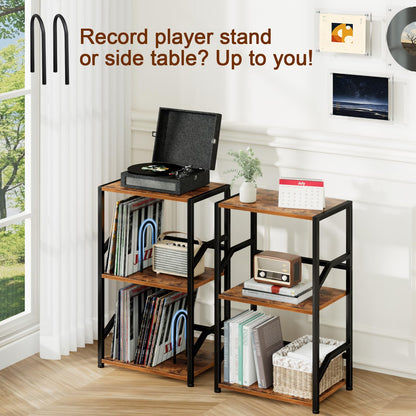 LOAKEKEL Record Player Stand, Vinyl Record Storage Hold Up to 200 Albums