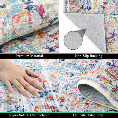 SHACOS Hallway Runner Rug Non Slip 66x213cm Carpet Runners for Hallways Long Hall Rug Washable Distressed Kitchen Runner Mat Low Pile Floor Runners