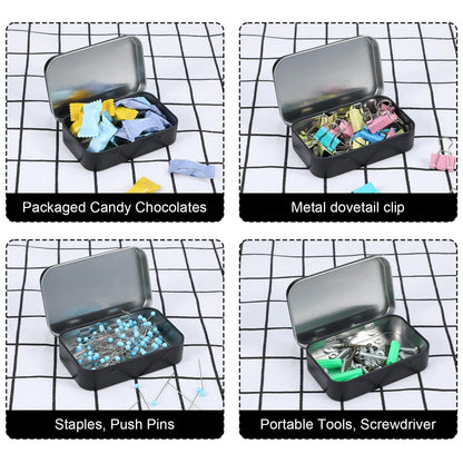 Aphumedc Metal Rectangular Empty Hinged Tins Tin Containers, Mini Portable Storage Box with Lid