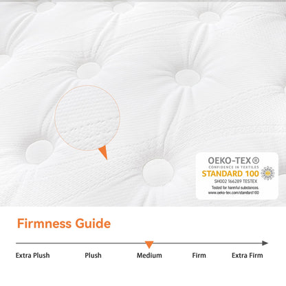 TeQsli 3FT Single Mattress, 10.6 Inch Memory Foam Pocket Sprung Hybrid Single Mattress Zone Support for Pressure & Back Pain Relief Medium Firm Box
