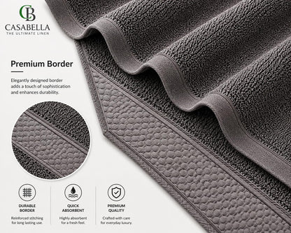 Casabella CB 2 Piece Jumbo Bath sheets 100% Combed Cotton Extra Large Bath Towel bale set super Absorbent Soft Grey 2 Pack 90X180 CM Bath sheets
